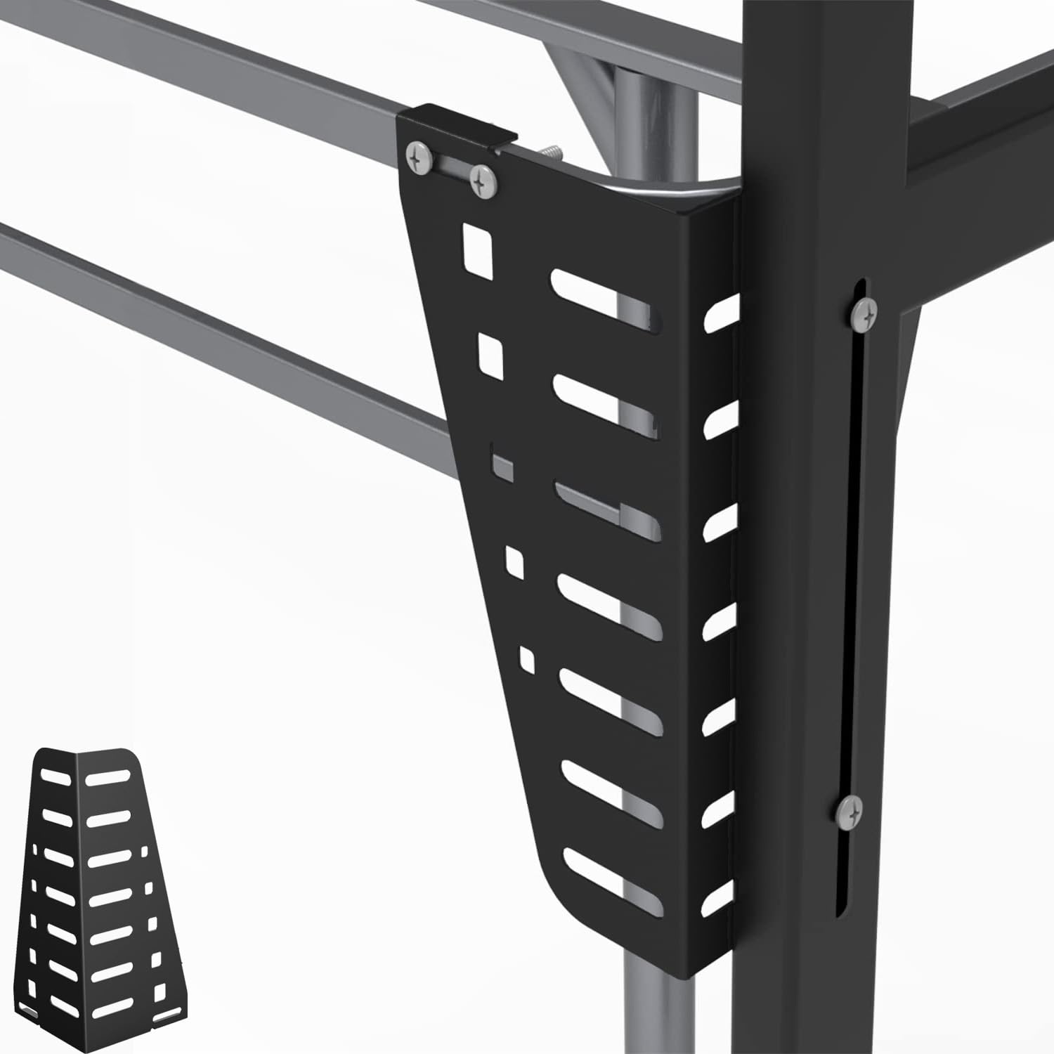 Photo 1 of 2 PCS Headboard Brackets for Metal Bed Frame, Attach Headboard to Bed Frame, Adjustable Bed Headboard Brackets, Compatible with 14,16,18 inches Headboards, Black