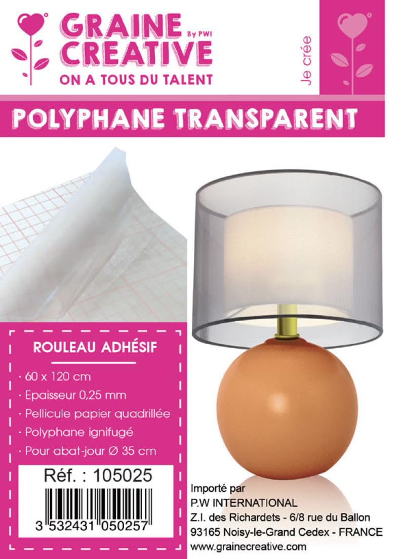 Polyphane transparent rigide auto-adhésif pour abat-jour DIY 60x120cm