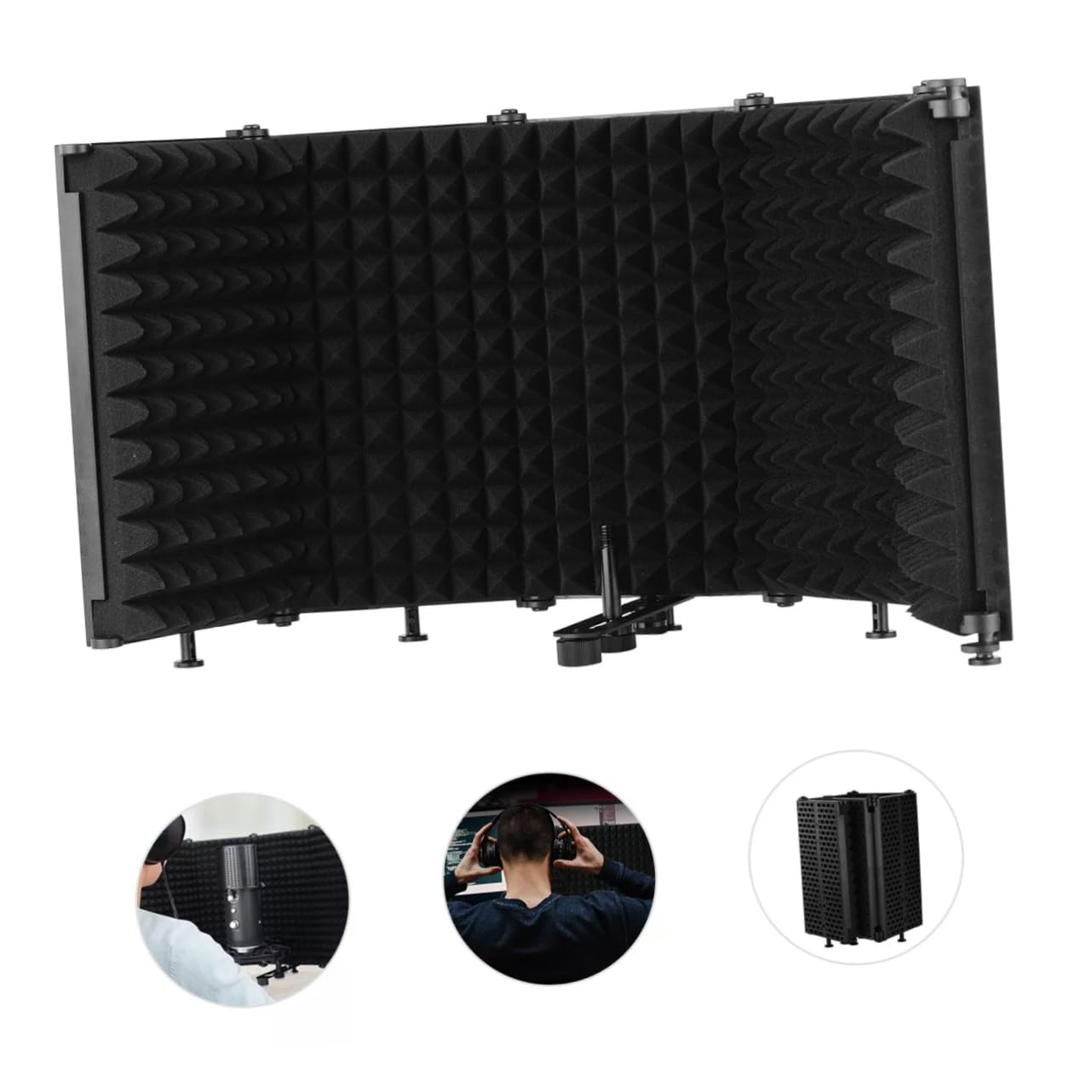 NUOBESTY Escudo de Aislamiento de Micrófono Plegable Diseño Resistente y Material Abs para Estudio de Grabación y Uso en Exteriores