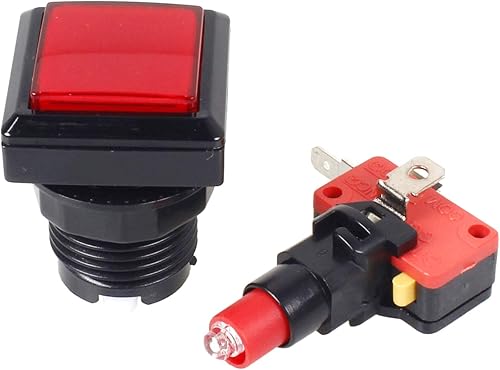 Vista 3 de EG Starts 10 pulsadores iluminados LED de forma cuadrada de arcade con microinterruptor para máquinas arcade, consolas de videojuegos, piezas de kit