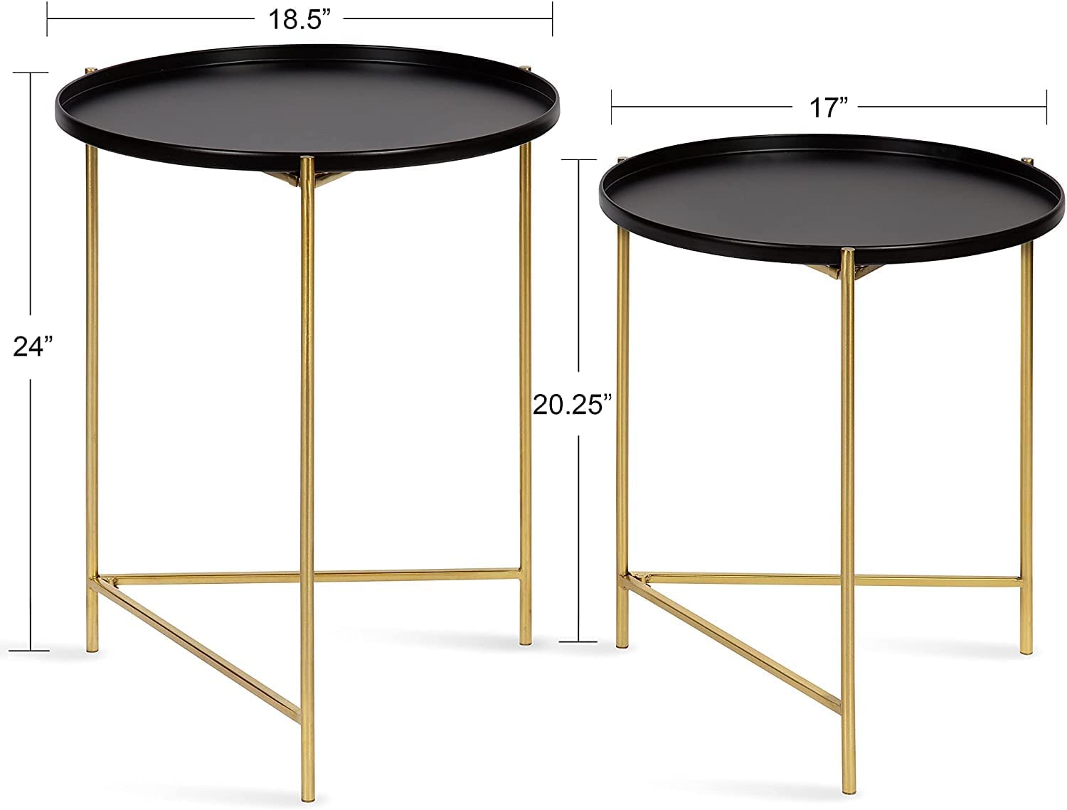 INDIAN DECOR.® 45273 Modern Nesting Side Table, Set of 2, Black and Gold, Sophisticated Glam End Tables for Storage and Display 2