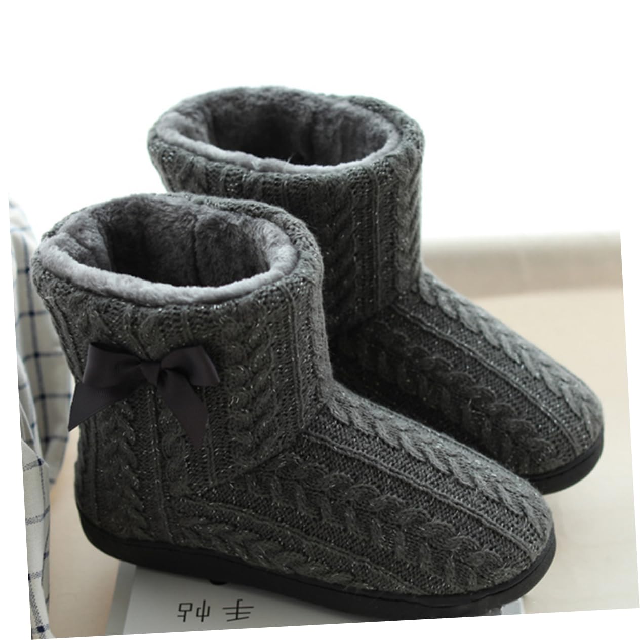 SOIMISS botas de nieve de mujer botas de suéter Zapatillas de casa zapatillas termicas mujer winter boots for women calientes de invierno de piso Empeine: Punto Dark Grey