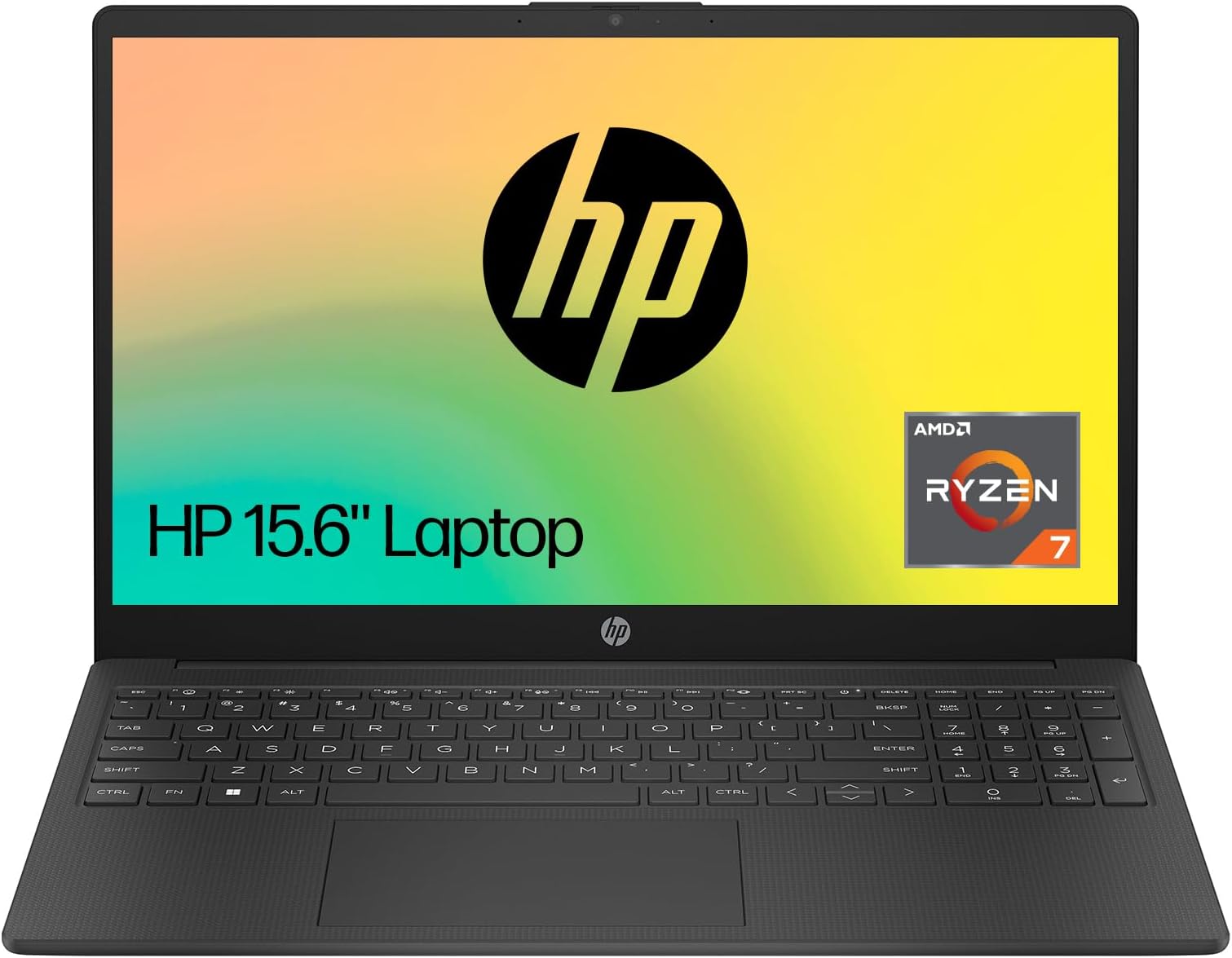 15.6" Laptop, AMD Ryzen 7-7730U Processor, 8 GB RAM, 512 GB SSD, AMD Radeon Graphics, FHD Display, Up to 10hrs battery, Win 11, Dual Speakers, Jet Black, 15s-fq5021sa