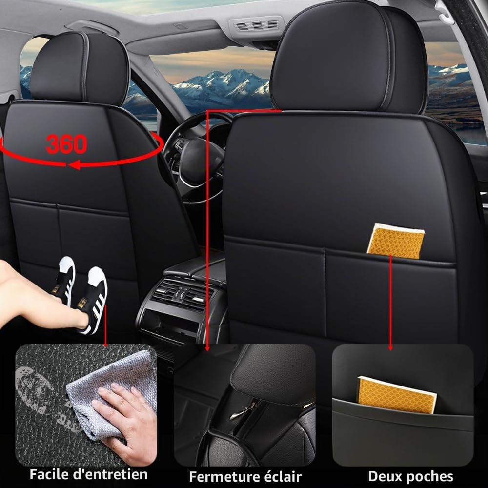 Ensemble complet de housses de siège de voiture pour Peugeot 2008 206 207 207 SW 208 3008 307 308 308 SW 508 508 SW – Housses de siège arrière, imperméables, résistantes à l'usure, housses de siège