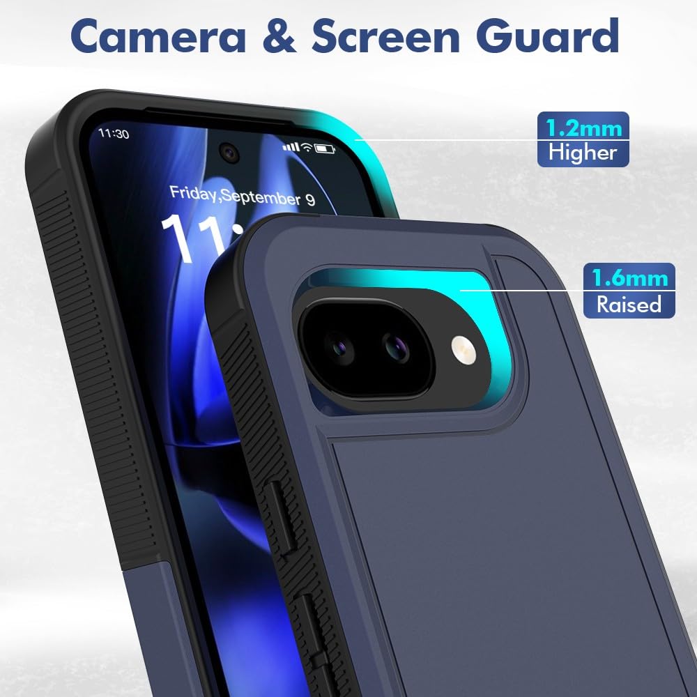 Generic Funda compatible con Google Pixel 9/9 Pro (color: rojo) de doble capa rígida de silicona dura