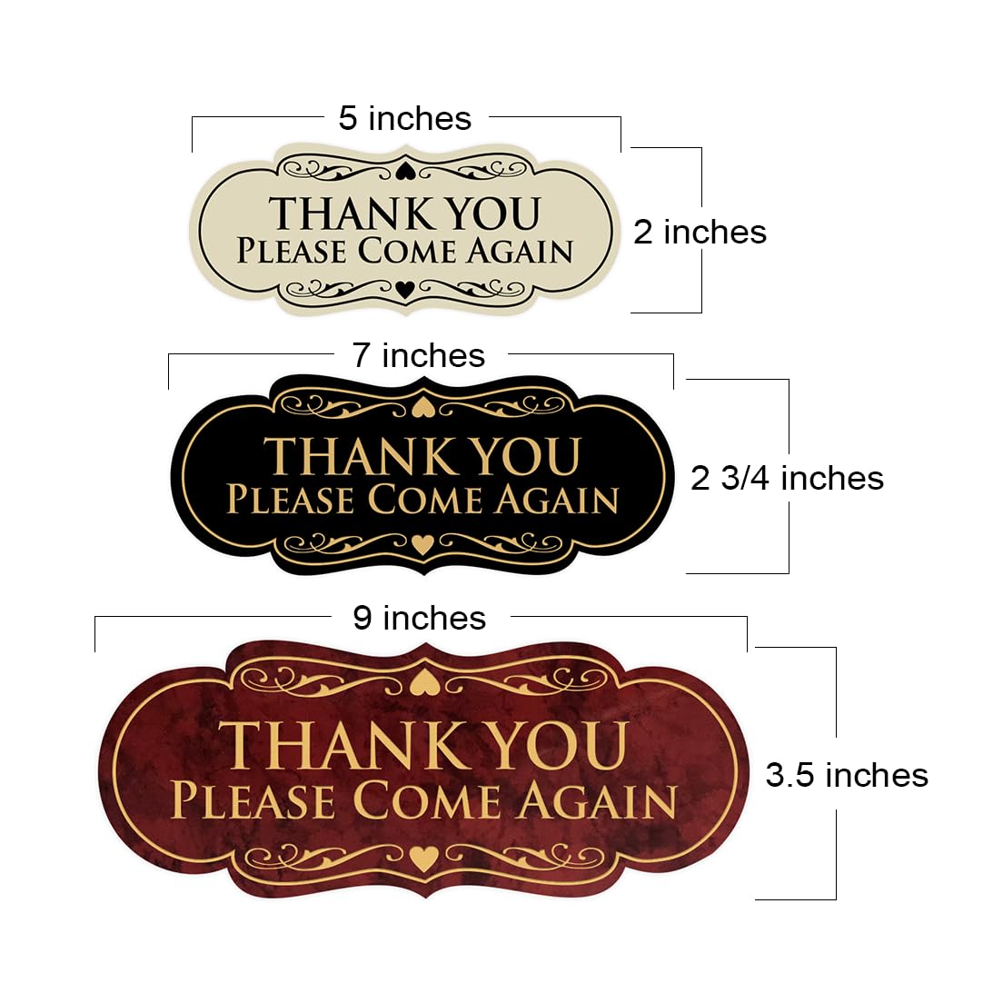 Designer Thank You Please Come Again Sign - Brushed Gold - Medium