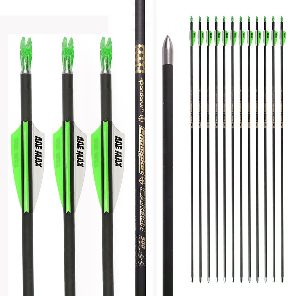12 pz Tiro con Arco Flechas de Competición ID 4,2 mm Spine 300 400 500 600 700 800 900 1000 1100 1200 1300 1400 1500 Verde Blanco Ranuras de Aire Paleta Flecha de Carbono