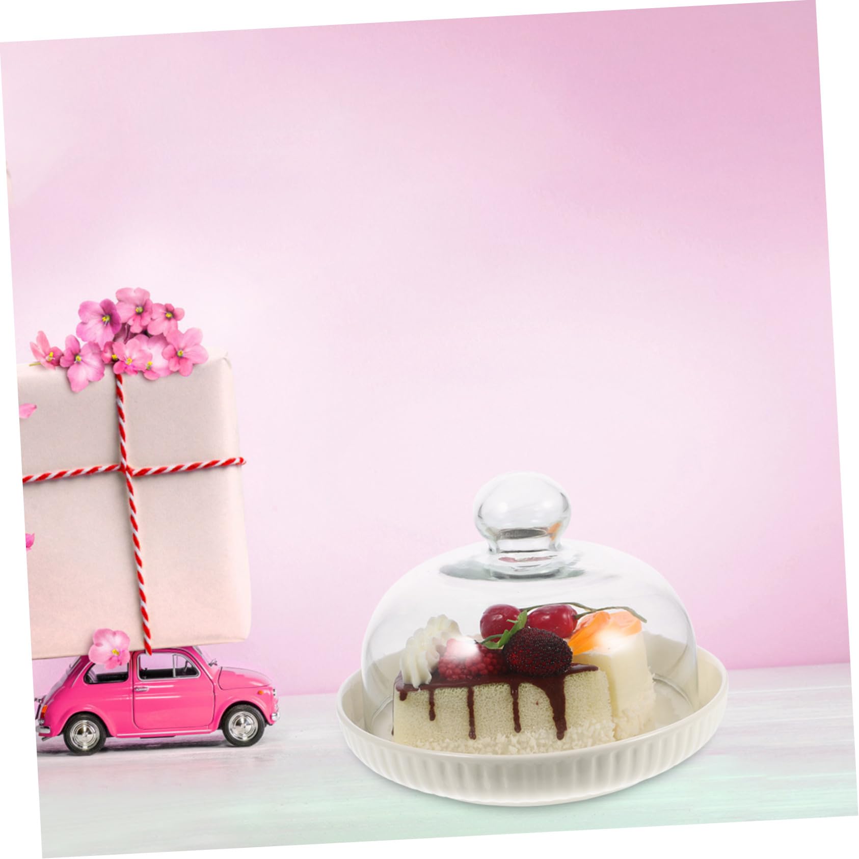 Toyvian Minimalistisches Desserttablett Eleganter Tortenständer mit Deckel mit Glasglocke aus Keramik Vielseitig und Praktisch für Hochzeiten und Partys