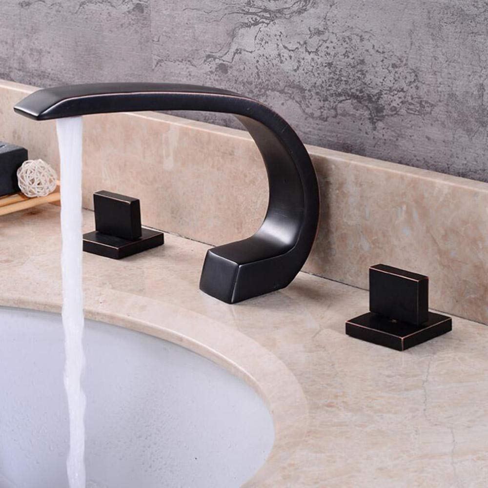 Grifo Lavabo 3 Orificios Latón Frío y Calor Óxido Duradero Grifo Baño Lavabo