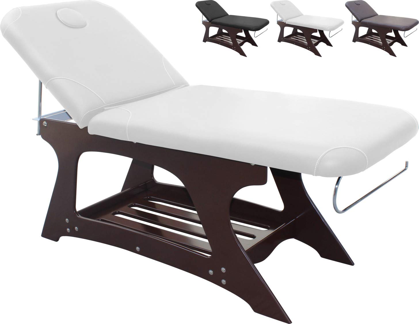 Virtus Lit De Massage Fixe en Bois pour Centre Esthétique Blanc