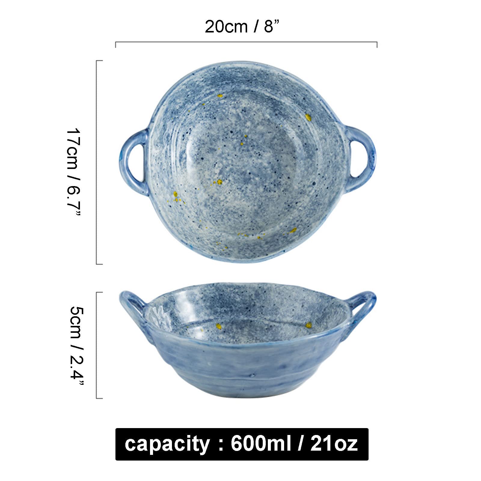 Vaisselle Bol à soupe ramen en céramique, tasse à soupe, grand bol à ramen en céramique, bol à soupe à l'oignon profond allant au four, bol de service allant au micro-ondes.-blanc-600 ml 21 oz (couleu