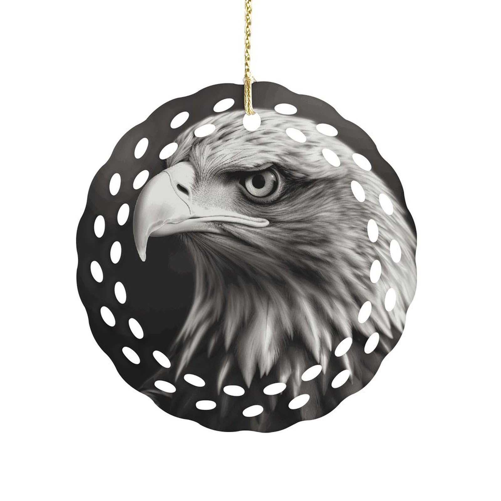 Fodpand Women's Style Eagle Black And White Ceramic Ornament For Home Decor 3.2" Round Tree Decoration Christmas Ornaments For Men Double-Sided Design