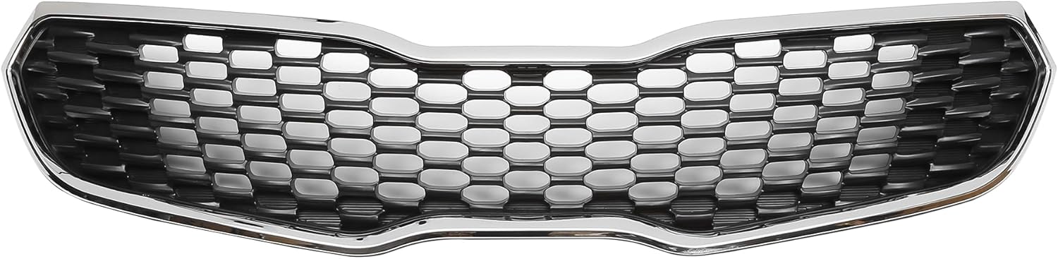 X AUTOHAUX Front Upper Hood Bumper Grille Grill for Kia Forte 2014-2016 Front Upper Bumper Kidney Grille Grill Black Chrome Silver Tone