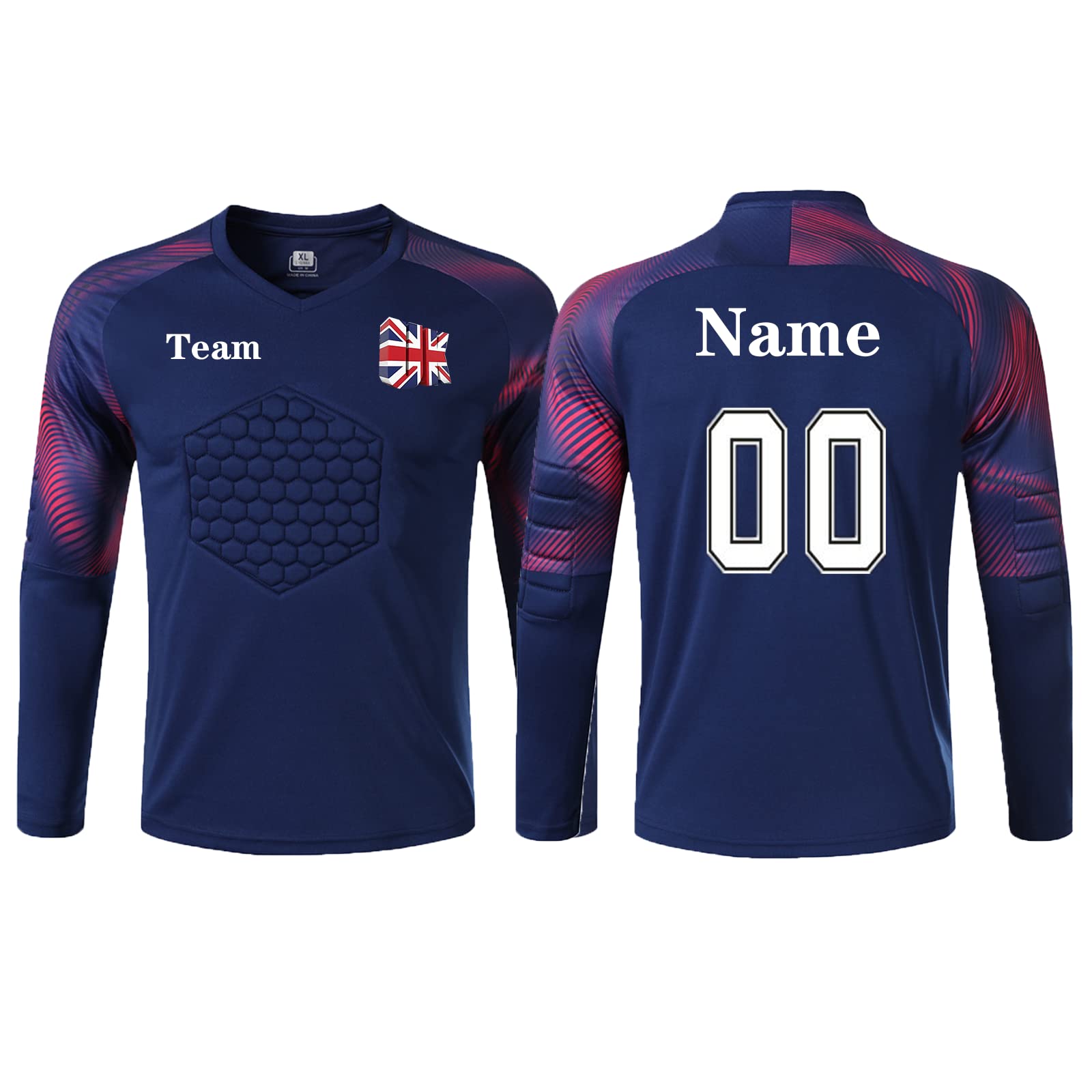 Laifu Unisex Kids Sapphire Blue Personalised Football Goalkeeper Tops With Any Name Number Team Logo Personalised Goalie Jersey For Kids Adult