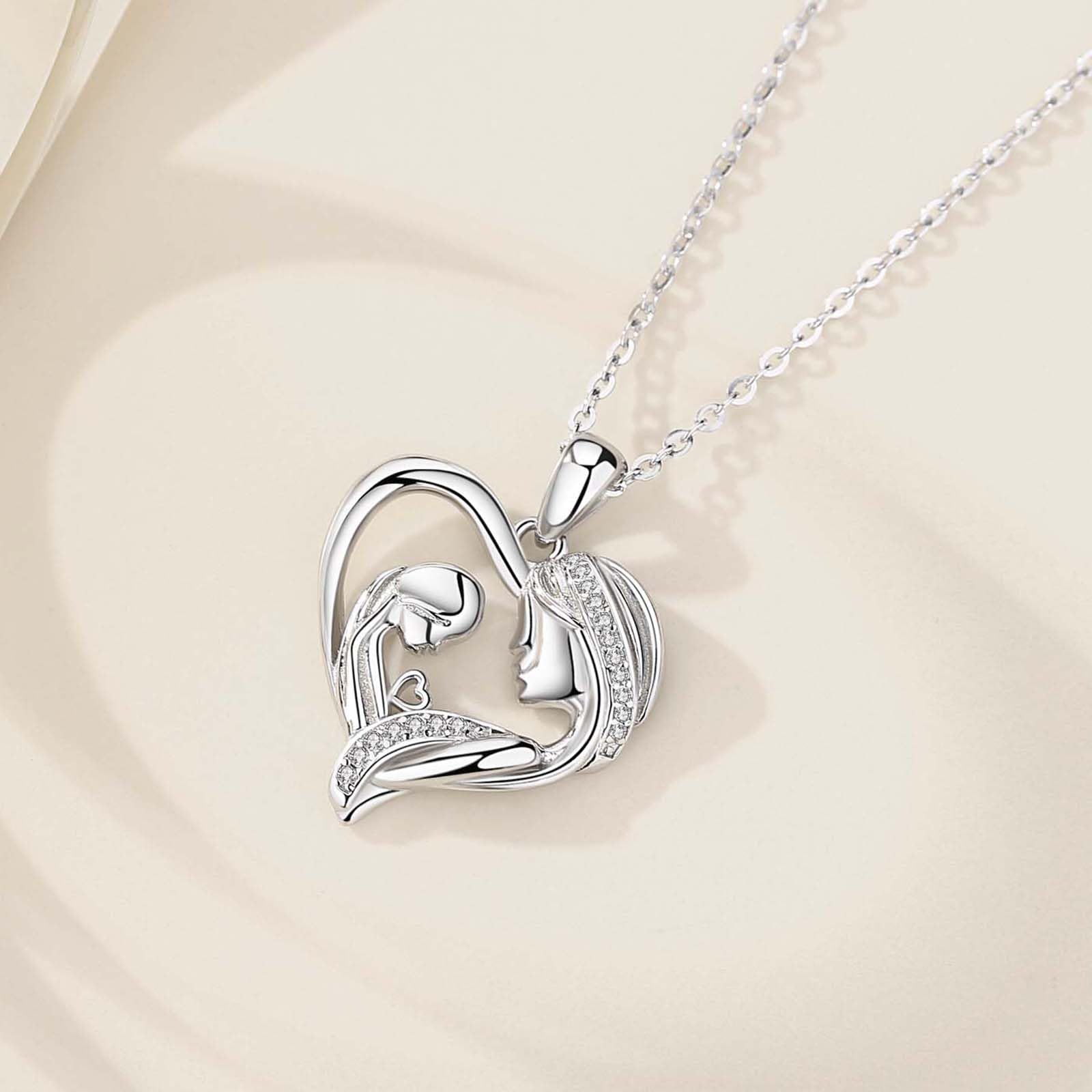 INFUSEU Regalo Mamma Collana, Mamma E Figlia Cuore Gioielli Argento 925 Ciondolo Chiama Regalo Per La Festa Della Mamma
