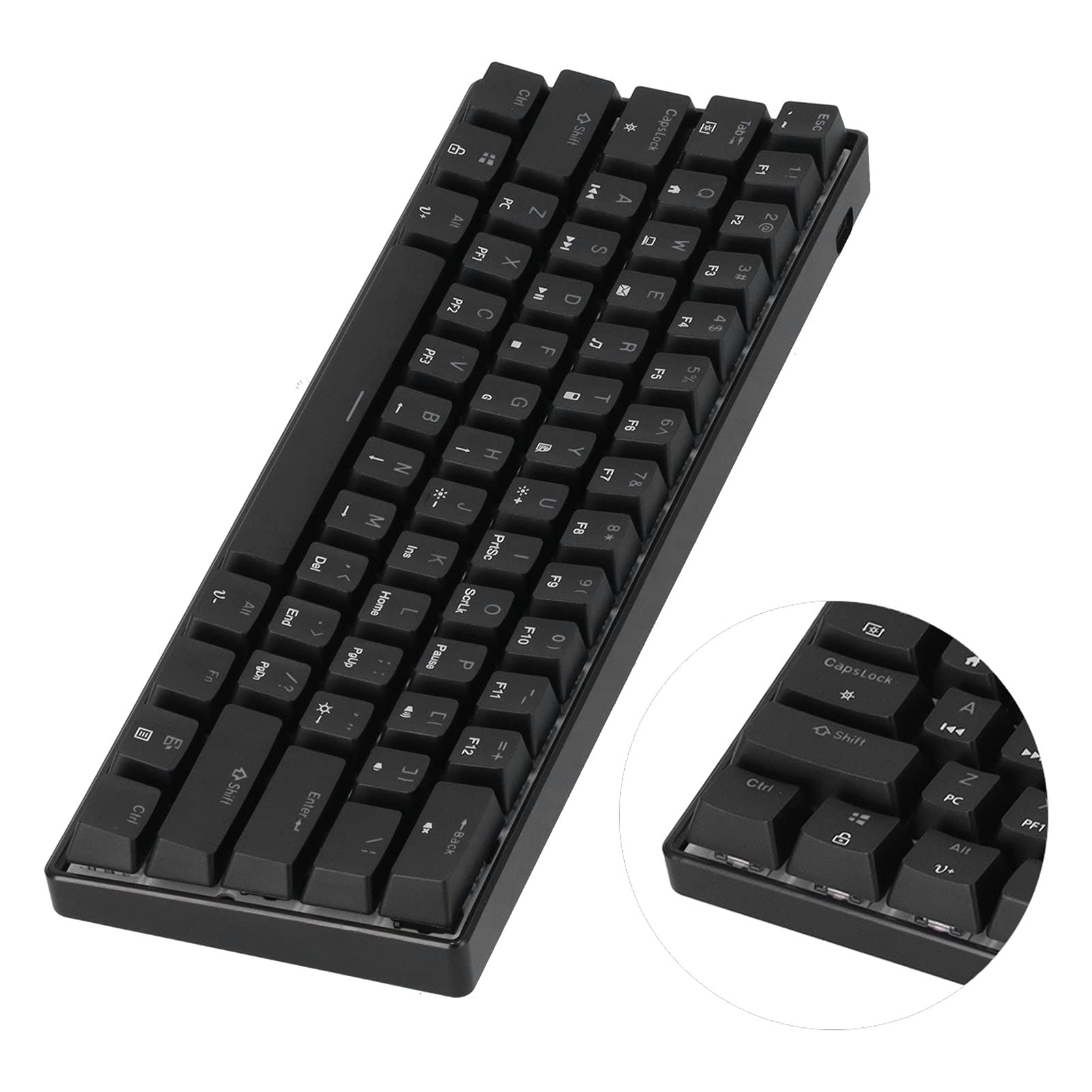 Tastiera Meccanica Mini Tastiera da Gioco RGB N-Key Rollover 61 Tasti per Computer, Design Ergonomico Ad Altezza Mobile, Plug and Play, per Appassionati di Giochi per PC