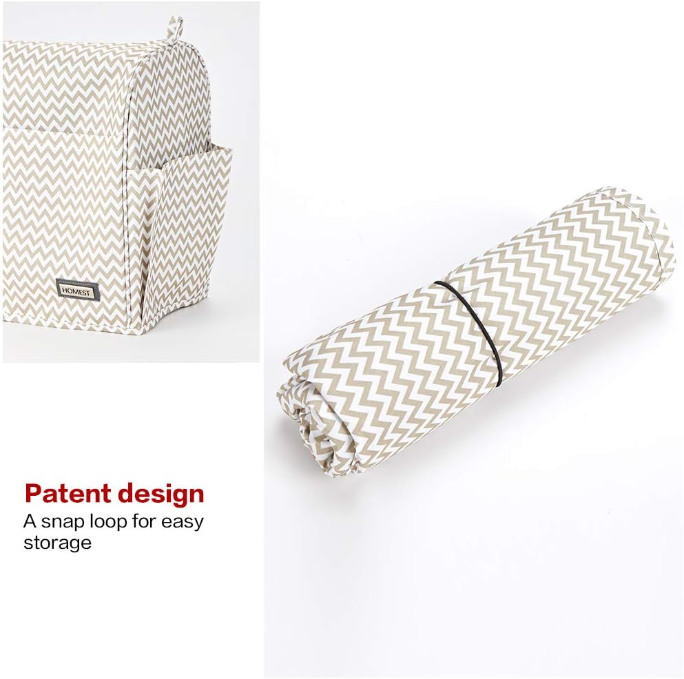 HOMEST Ripple Sewing Machine Dust Cover with Storage Pockets, Compatible with Most Standard Singer and Brother Machines