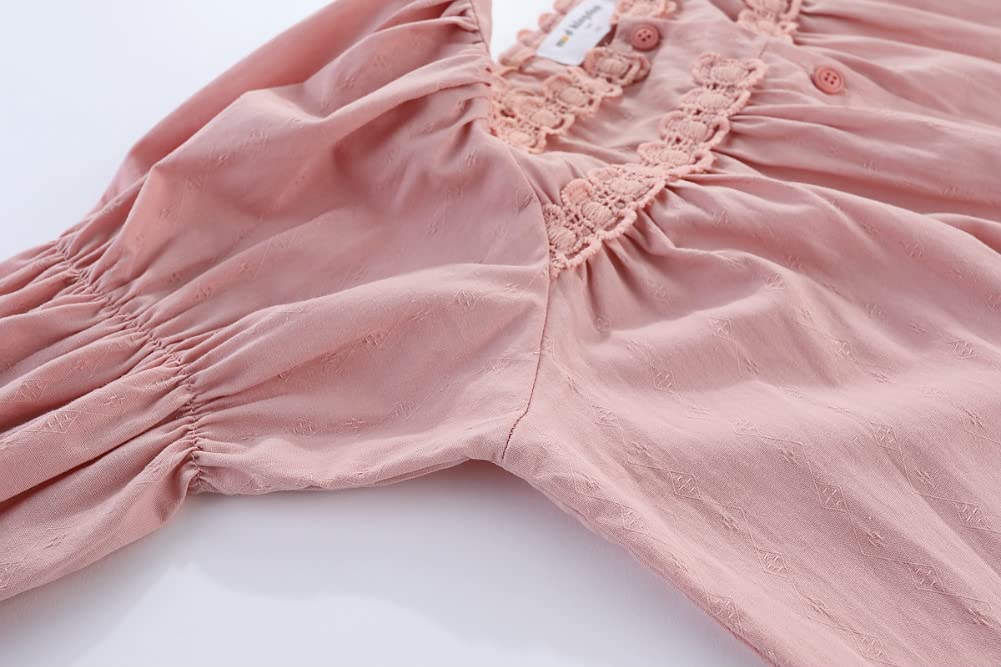 Mud Kingdom Blusa de manga larga para niñas, con botones, color liso, ajuste holgado