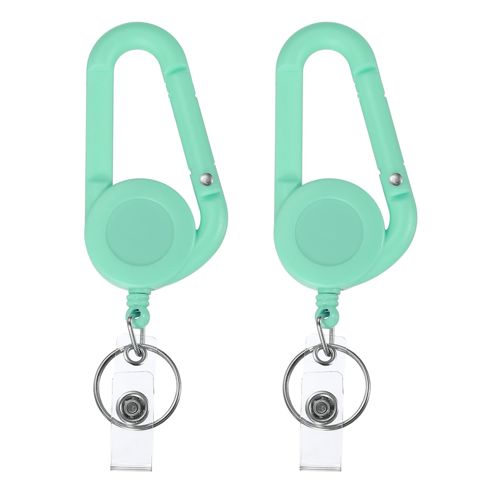 PATIKIL 2 Pack Retractable Keychain Belt Clip, Retractable ID Badge Reel Plastic Card Holder Reel Badge Holder Clip for Women Volunteers Teacher Office Business, Light Blue