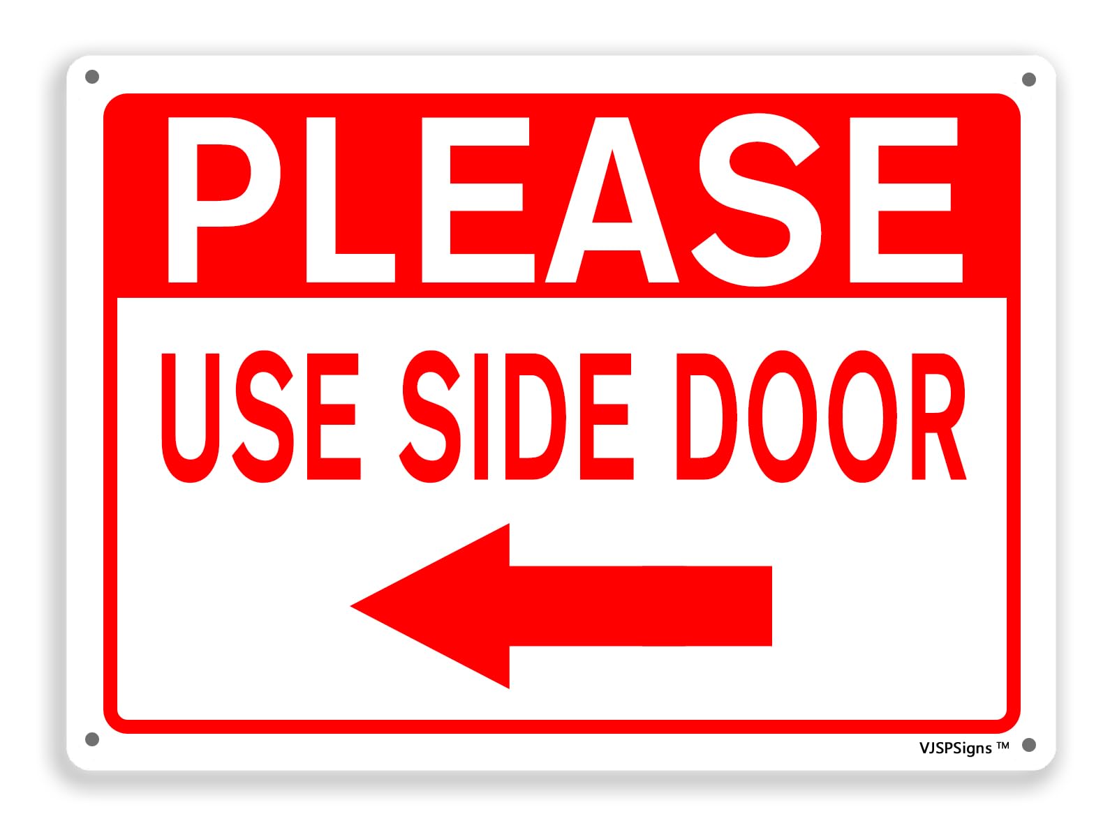 peiyeety Please Use Side Door Sign,Outdoor Door Signs,Home Office Door Sign, Please Use Side Door 8"X12" Left Arrow Metal Aluminum Sign