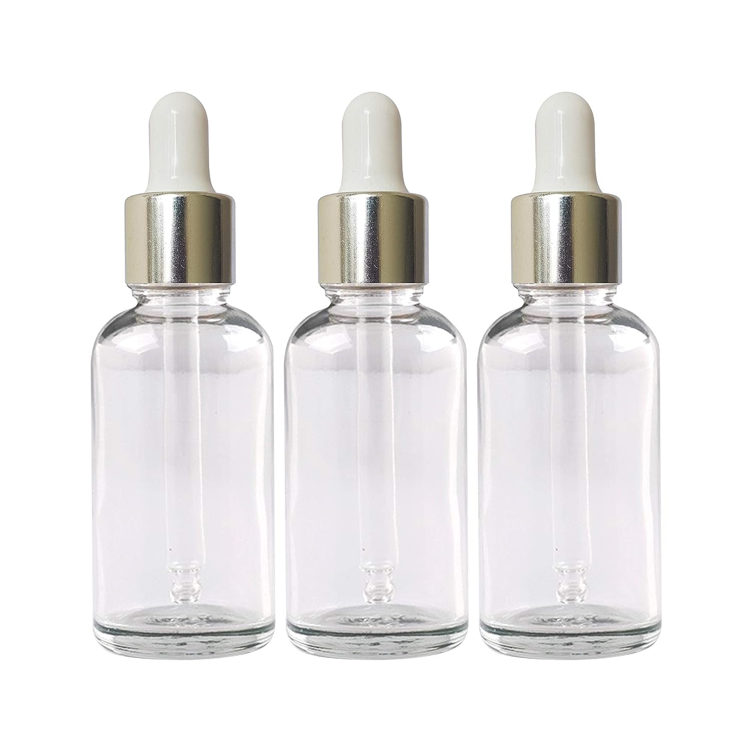 30ml Transparent Glass Bottle with Glass Dropper And plating Cap for Essential Oils, Fragrances, Perfumes, IY skin care (Pack of 3)-image-49