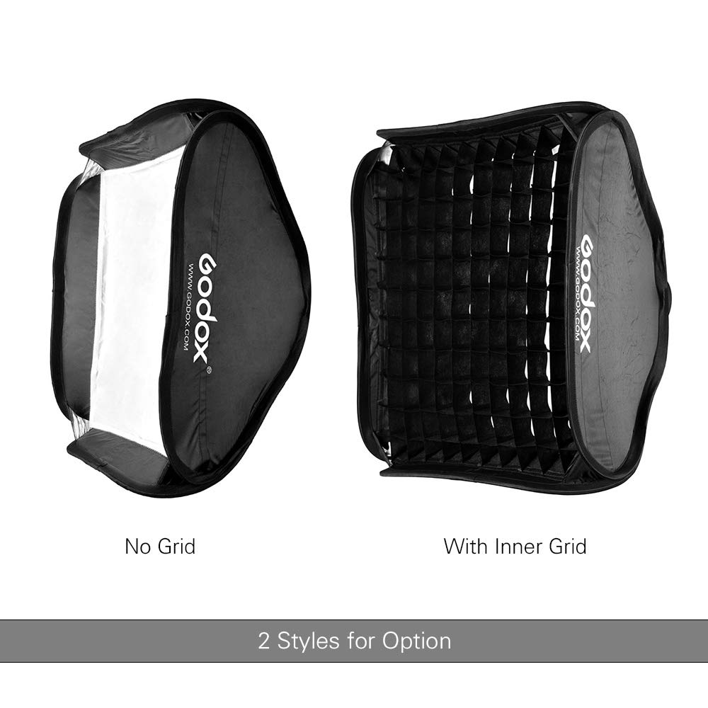 Godox 60 x 60 cm / 24 x 24 cale, kratka wewnętrzna z uchwytem S2, torba do przenoszenia Bowens do Speedlite Flash, kompatybilna z AD200Pro / V1 Series / TT350 / V860◕ Series / AD400Pro