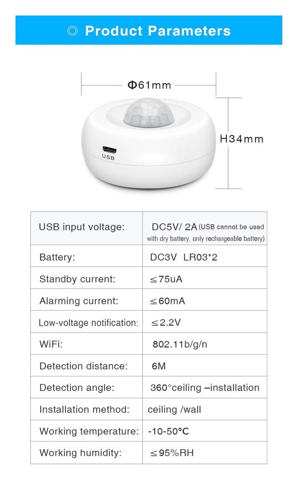 Sensor De Movimiento Inteligente, Alarma Antirrobo Seguridad, Monitoreo Remoto Vida, Detector Pasivo Infrarrojo Para casa y garaje