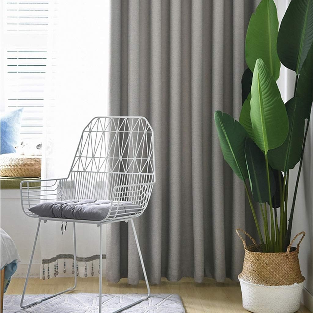 Curtain Linen Blackout for Bedroom Grommet Window Thermal Insulated Black Out Shades Bedding Blackout Room Darkening 106 Inch Length 1 Panels (Color : Gray Size : 3m(W)×2.7m(H)) (Grey 3.5m(W)×2.7m(H))
