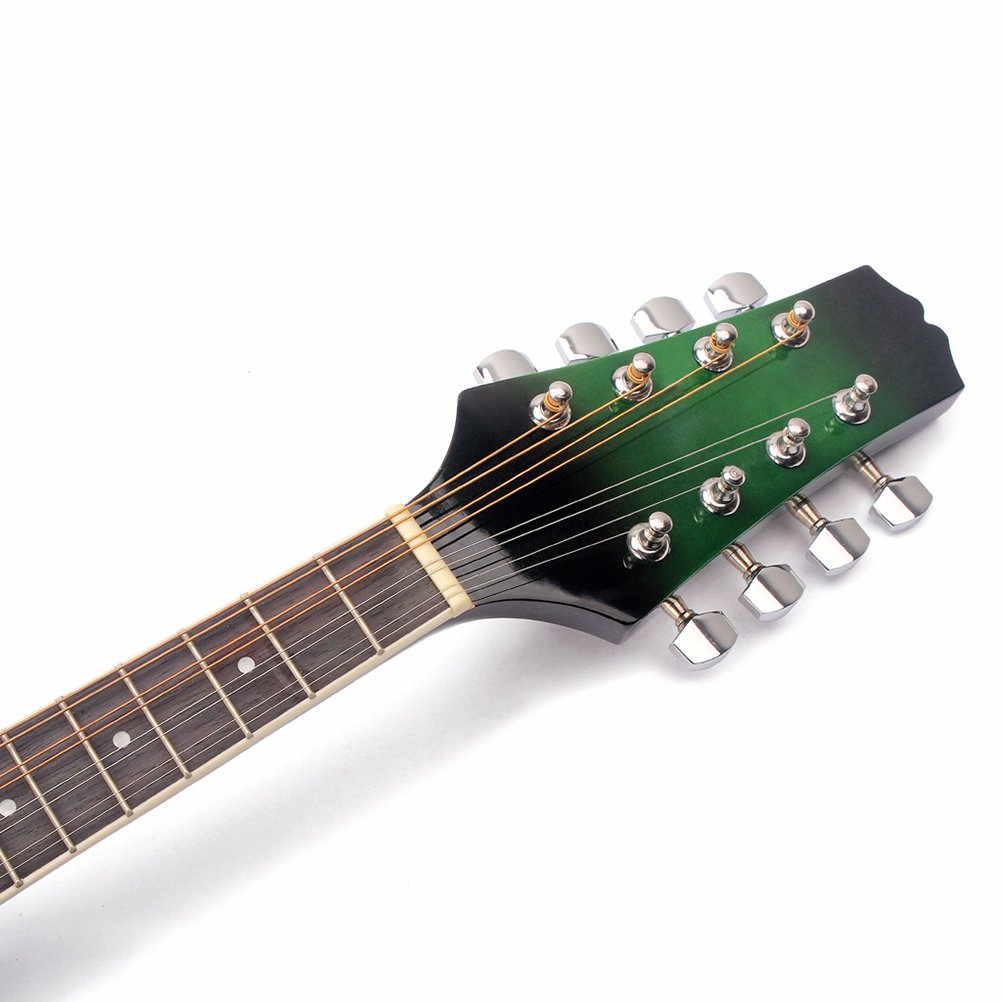 ULTNICE Mandoline Musikinstrument, 8 Saiten, Grün, Modern, Lindenholz, Stahlsaiten, Palisander Griffbrett & Steg, Verstellbarer Steg, Ideal für Anfänger und Musikliebhaber