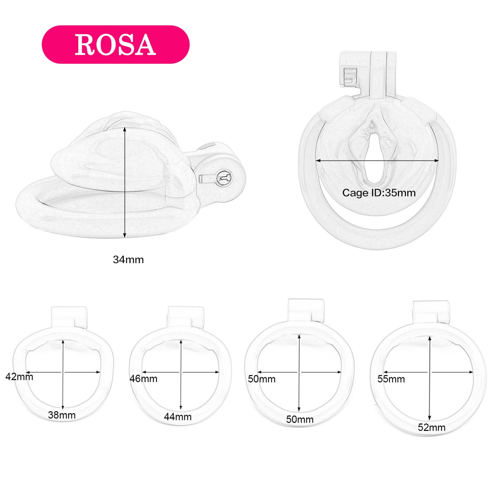 BDSMYEE Chastity cage con 4 Anelli per il Pene Rimovibili, gabbia castità per uomo sissy, Gabbie per Pene cock cage Sex Toys per Prevenire L'erezione (Rosa)