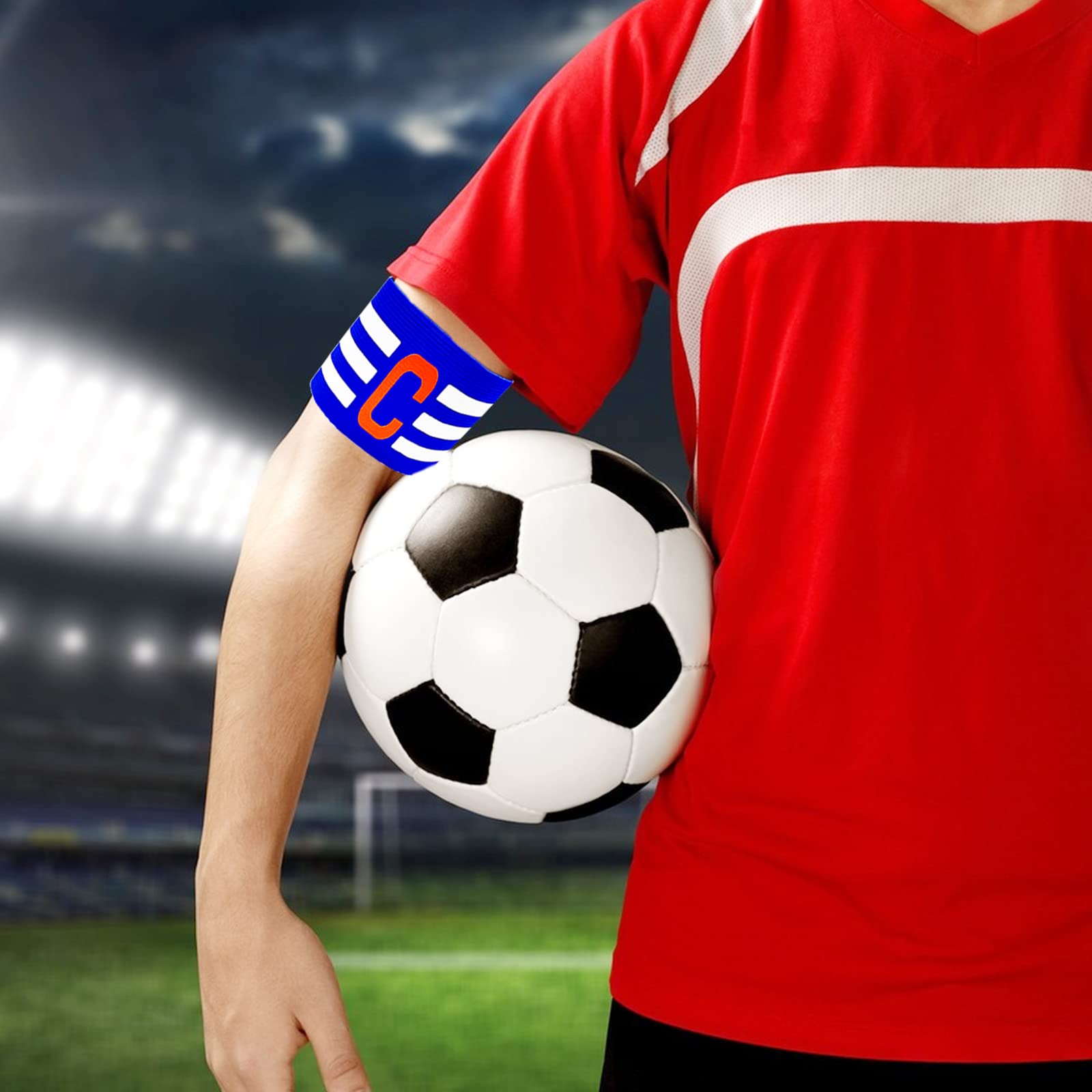 Brazalete de capitán de fútbol multicolor con cierre de velcro para adultos