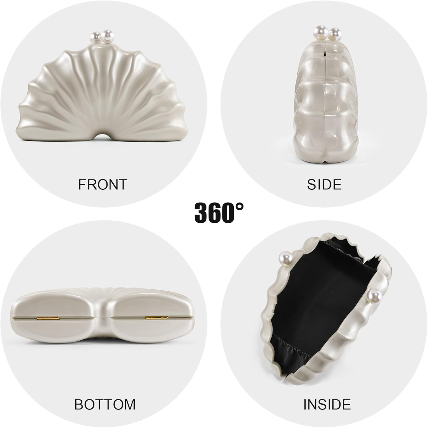 Women Acrylic Shell Shaped Clutch Luxury Marble Acrylic Unique Chain Shoulder Bag Wedding Party Purses - Image 6