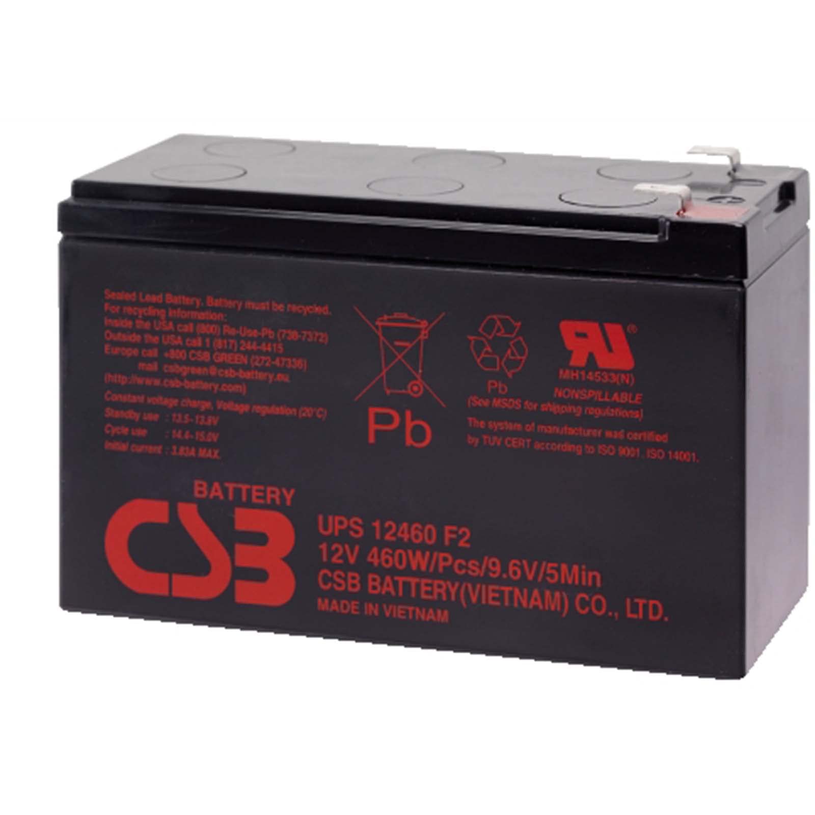 UPS12460 - BATTERIA AL PIOMBO CSB 12V 9AH UPS 12460 F2