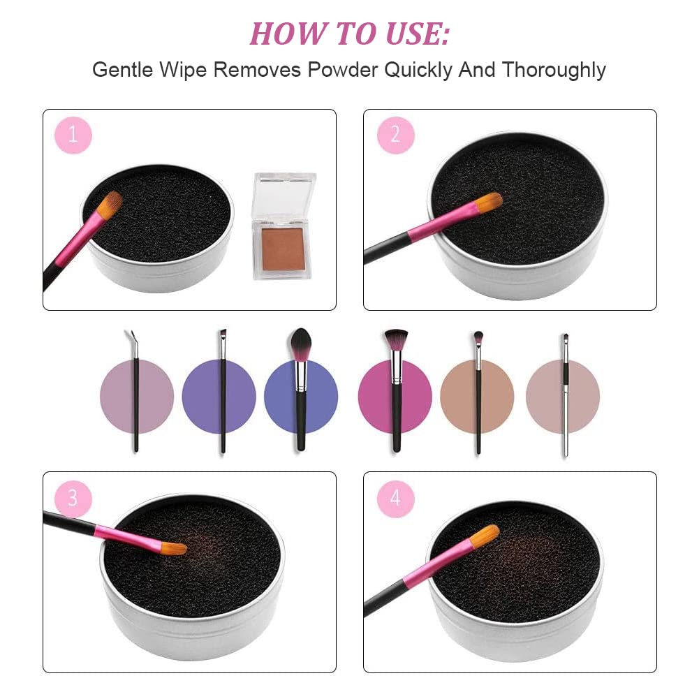 Scatola per la Pulizia di Pennelli per Spugne,Detergente per Pennelli per Trucco,Spugna Cosmetica di Pulizia Della Spazzola + Scatola Asciutta di Pulizia Della Spazzola di Separazione Umida,2 Pezzi