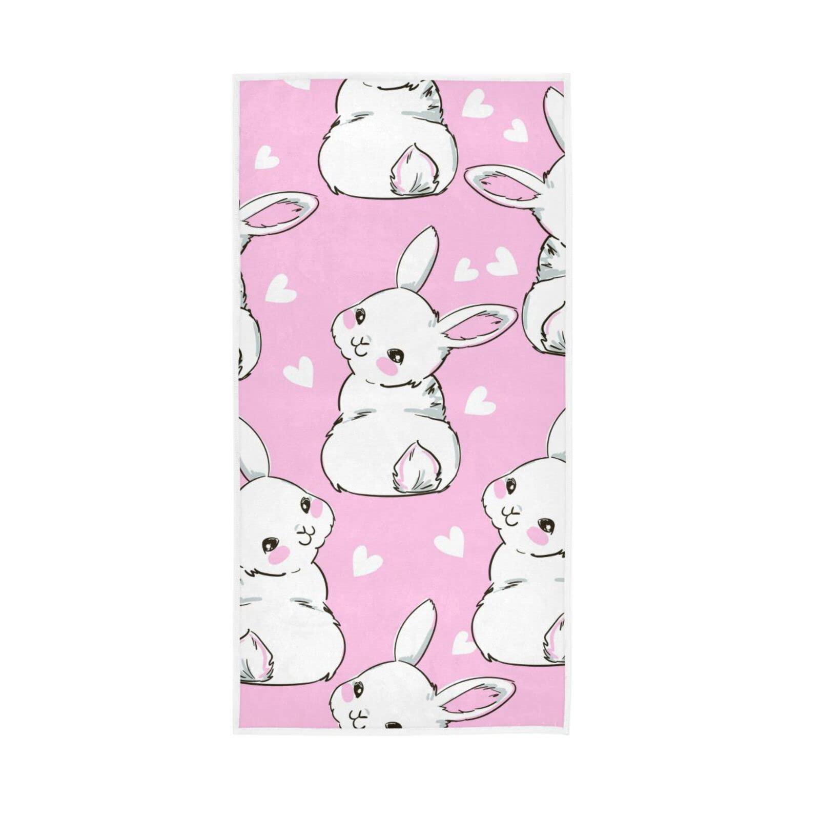 HUYGD Hand Towels Cute Rabbit Bunny Hare Decor Fingertip Soft Face Towel Absorbent Bathroom Kitchen Towels