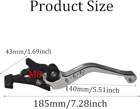 1 Pair Silver Motorcycle Brake Clutch Levers, CNC Aluminum Alloy Handle Set for Scooter Motorbike, Adjustable Replacement Parts