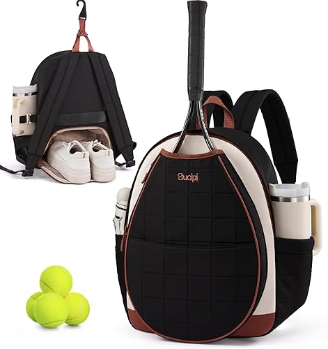 Miniatura 16 de Sucipi Bolsas de tenis para mujeres, Mochila bolsa acolchada para raqueta de tenis para raqueta de tenis, palas de pickleball, bádminton Verde