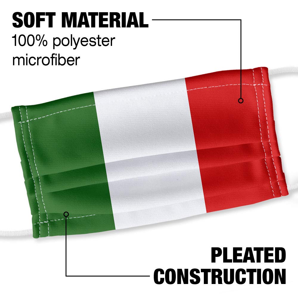 Popfunk Italian Flag 1-Ply Reusable Face Mask Covering with Adjustable Nose Wire, Unisex