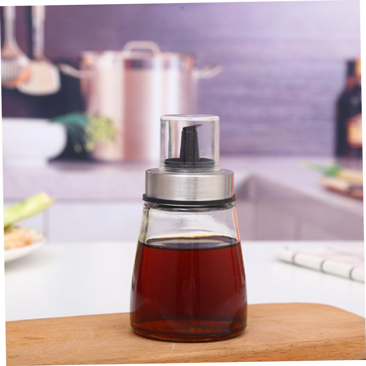 COLLBATH 3 Kleine Glasflaschen für Öl Essig und Sojasoße Einhandbedienung 3 Stück für Küche und Tisch aus Glas mit Edelstahlverschlüssen
