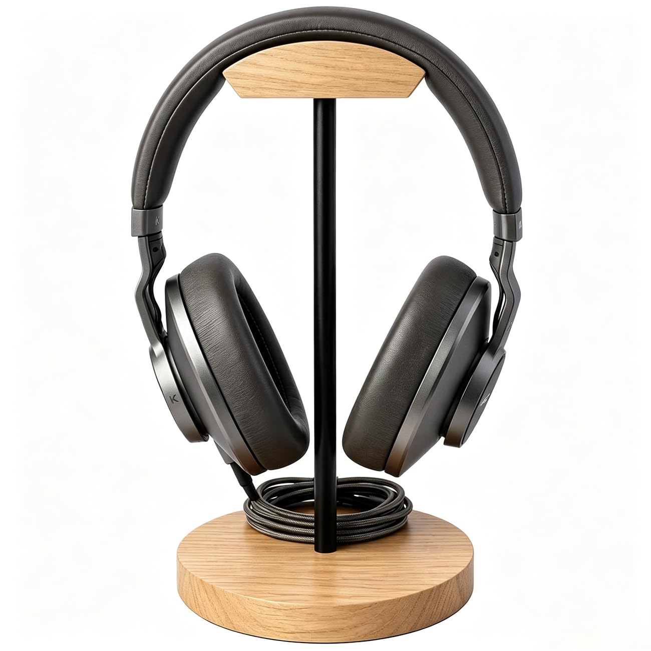 Headphone Stand Nature Wood & Aluminum Headset Hanger Mount Hook Gaming Holder Desktop Earphone Artful Functional Craftmanship Stand for All Headsets with Solid Wooden Base-image-30
