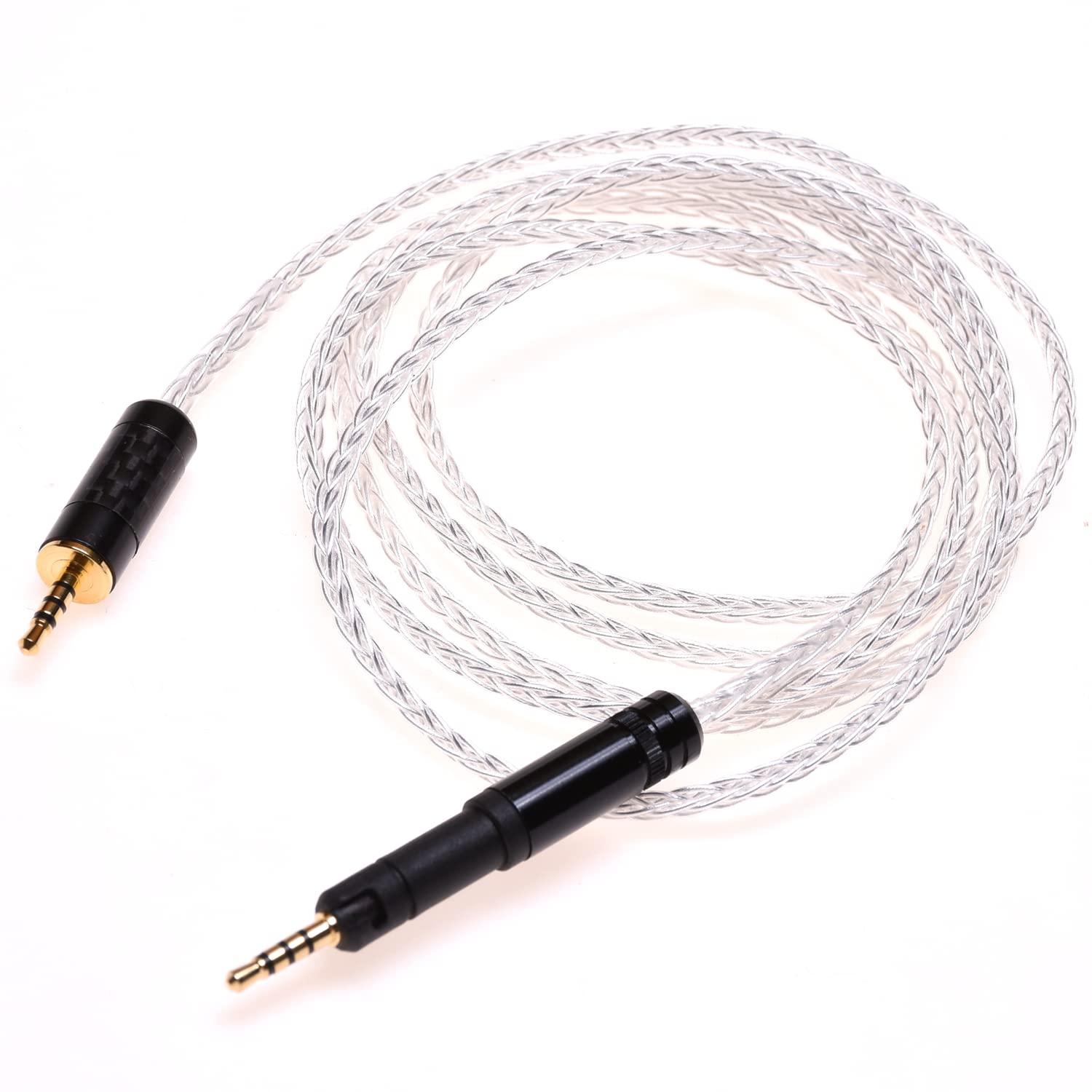 4FT 8Cores Silver Plated Cable trrs 2.5mm Male Balanced Audio Headphone Upgrade Extension Cable Compatible for Sennheiser HD598 HD599
