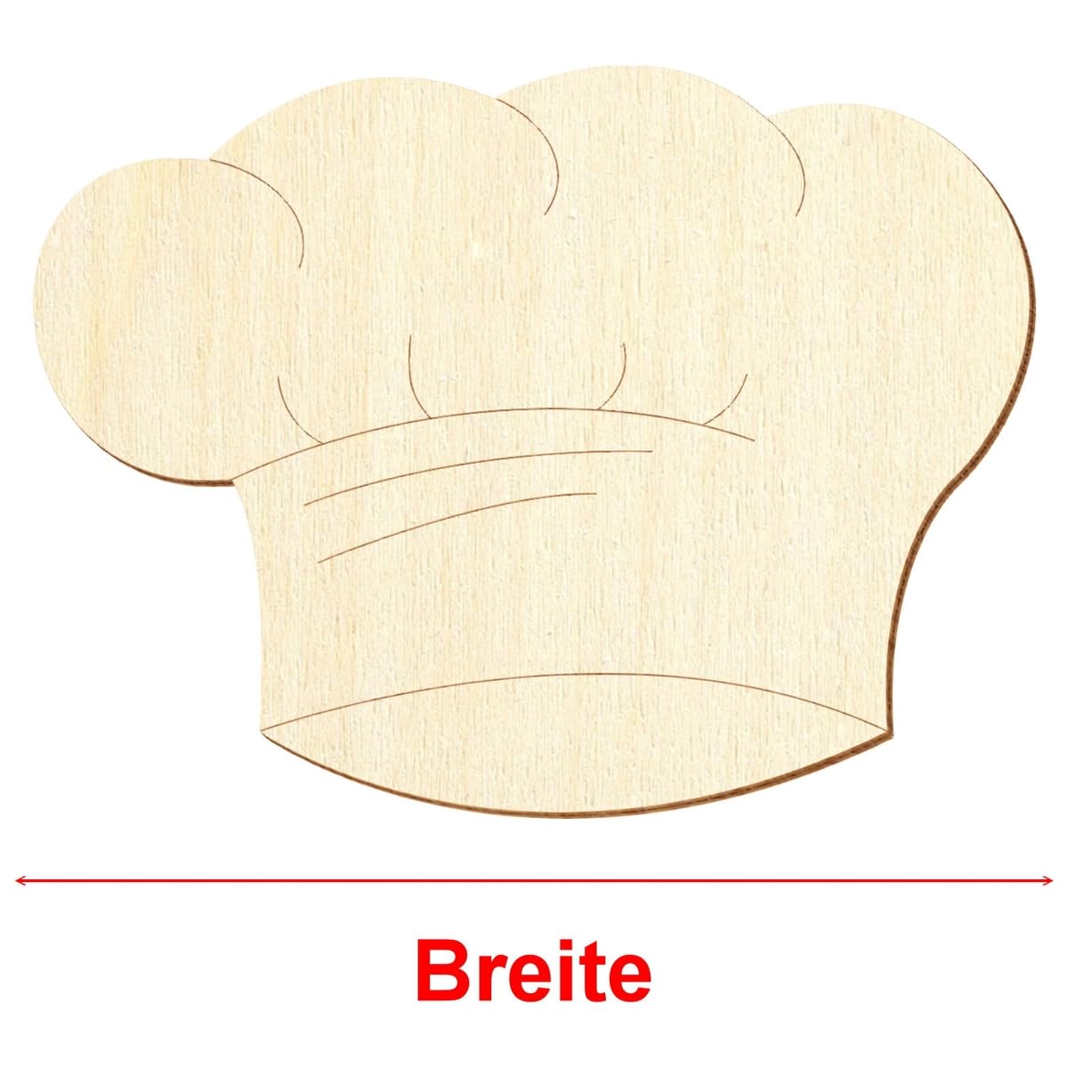 Gorro de cocinero de madera V1, decoración para manualidades, 5-50 cm, paquete con 25 unidades, ancho 20 cm