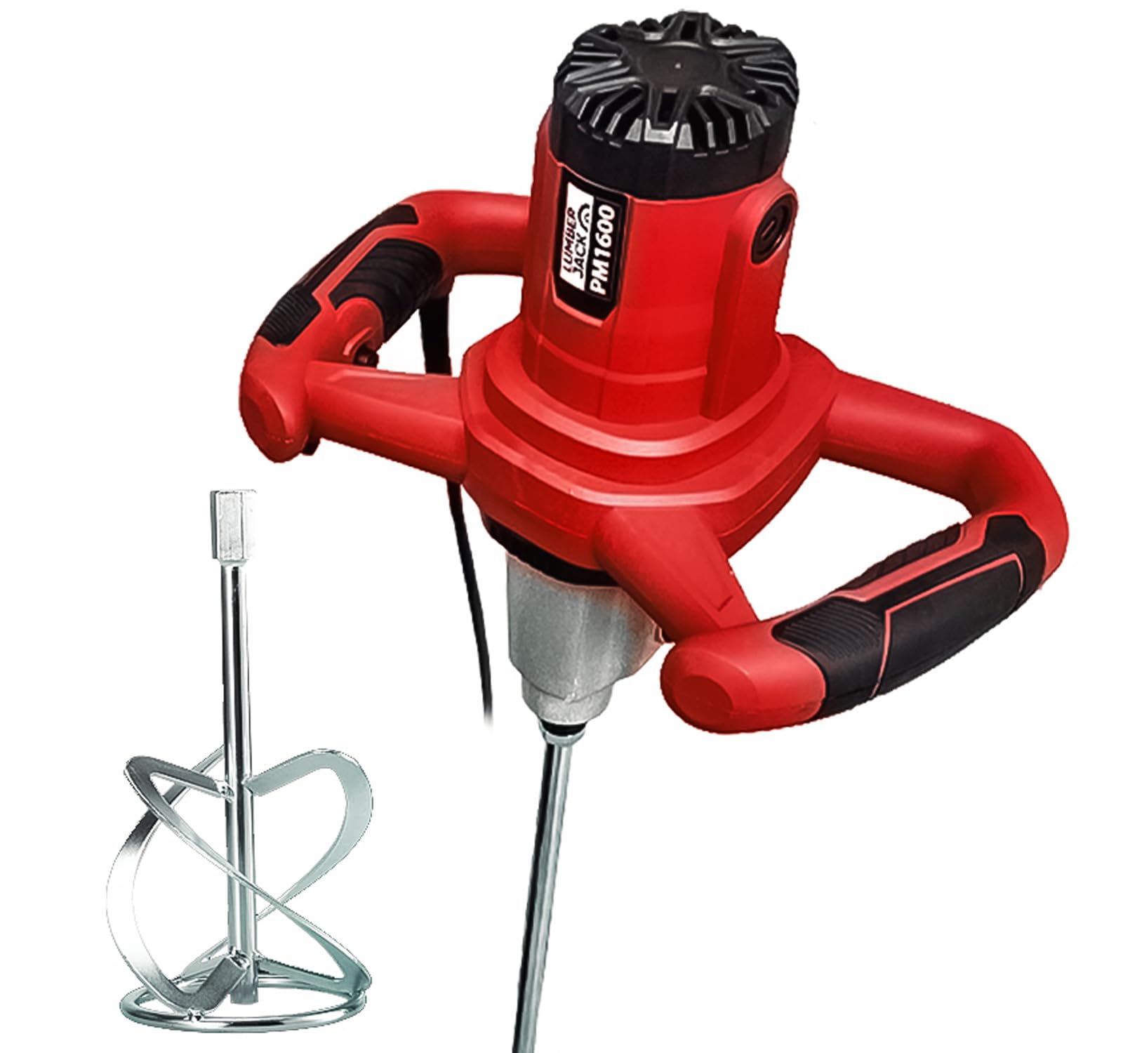 Lumber Jack Red 1600W Portable Electric Paddle Mixer For Mixing Mortar, Cement, Plaster, Grout, Paint