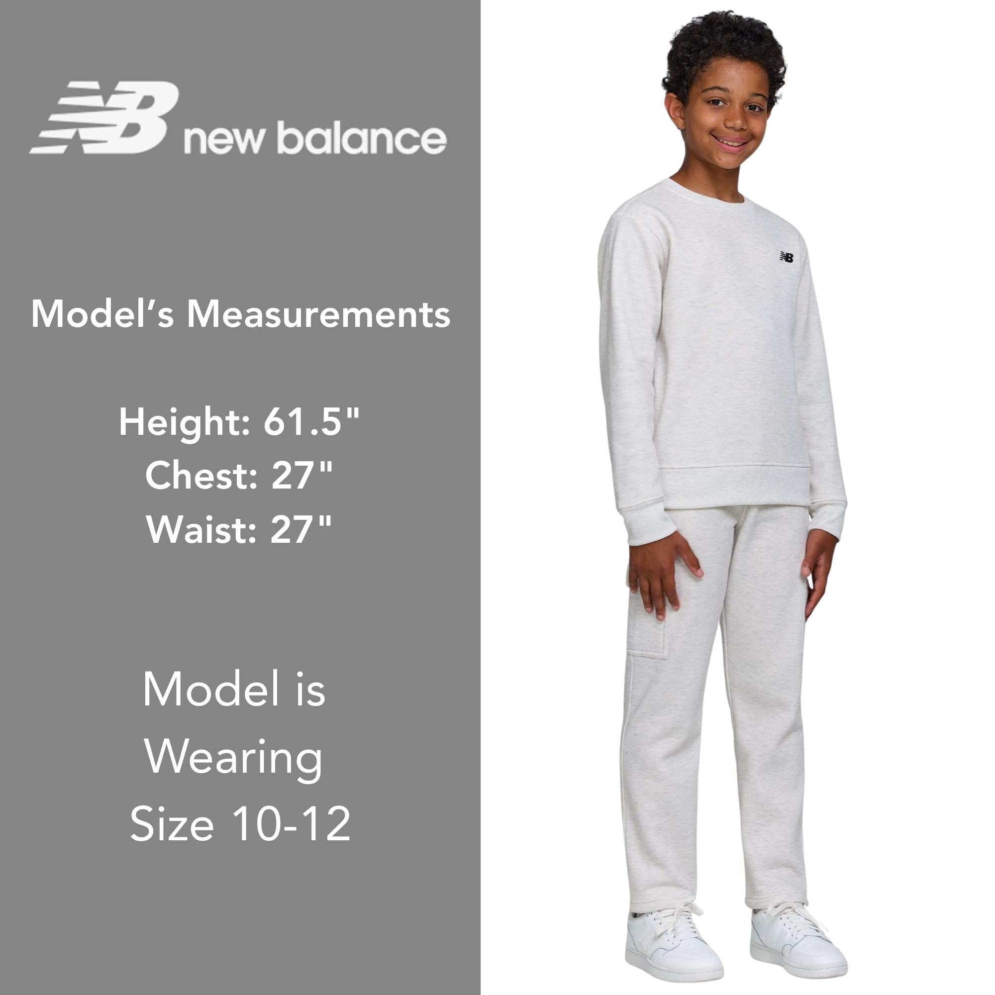New Balance Set da 2 pezzi per ragazzi e bambini, in morbido pile, con felpa e pantaloni cargo (2T-12)