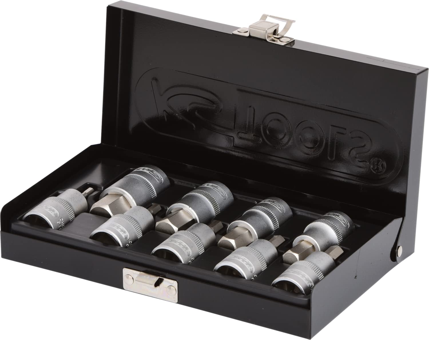KS Tools 911.1321 Jeu de douilles tournevis 1/2" 6 pans males 9 pièces Boîte métallique
