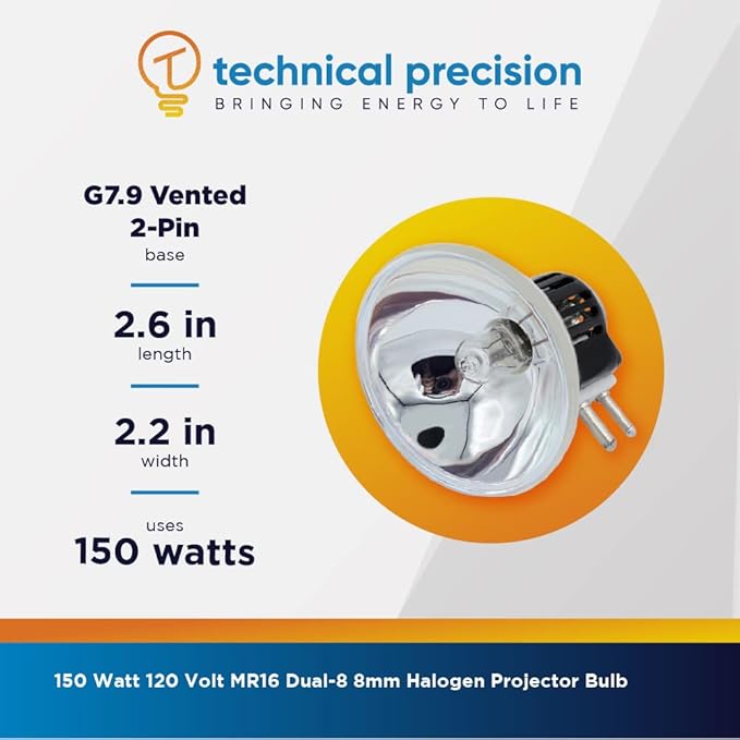 Lámpara Halógena MR16 150W 120V Repuesto Proyector - 2 Pack miniatura 6