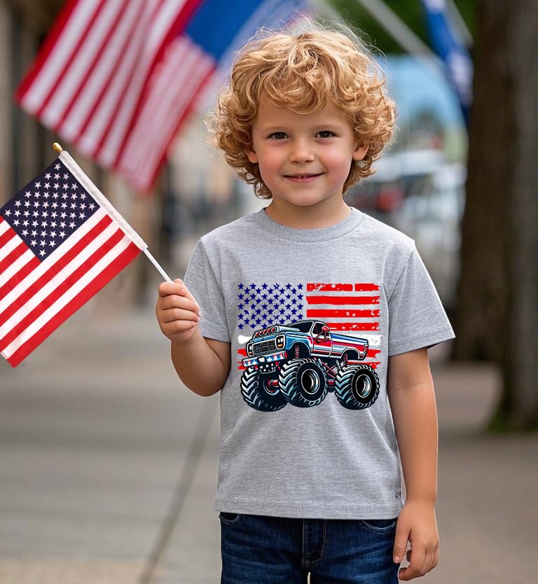 Image of Boys Girls 4th of July Shirts American Flag Tees Kids Patriotic Independence Day Memorial Day Tops 2-7 Years