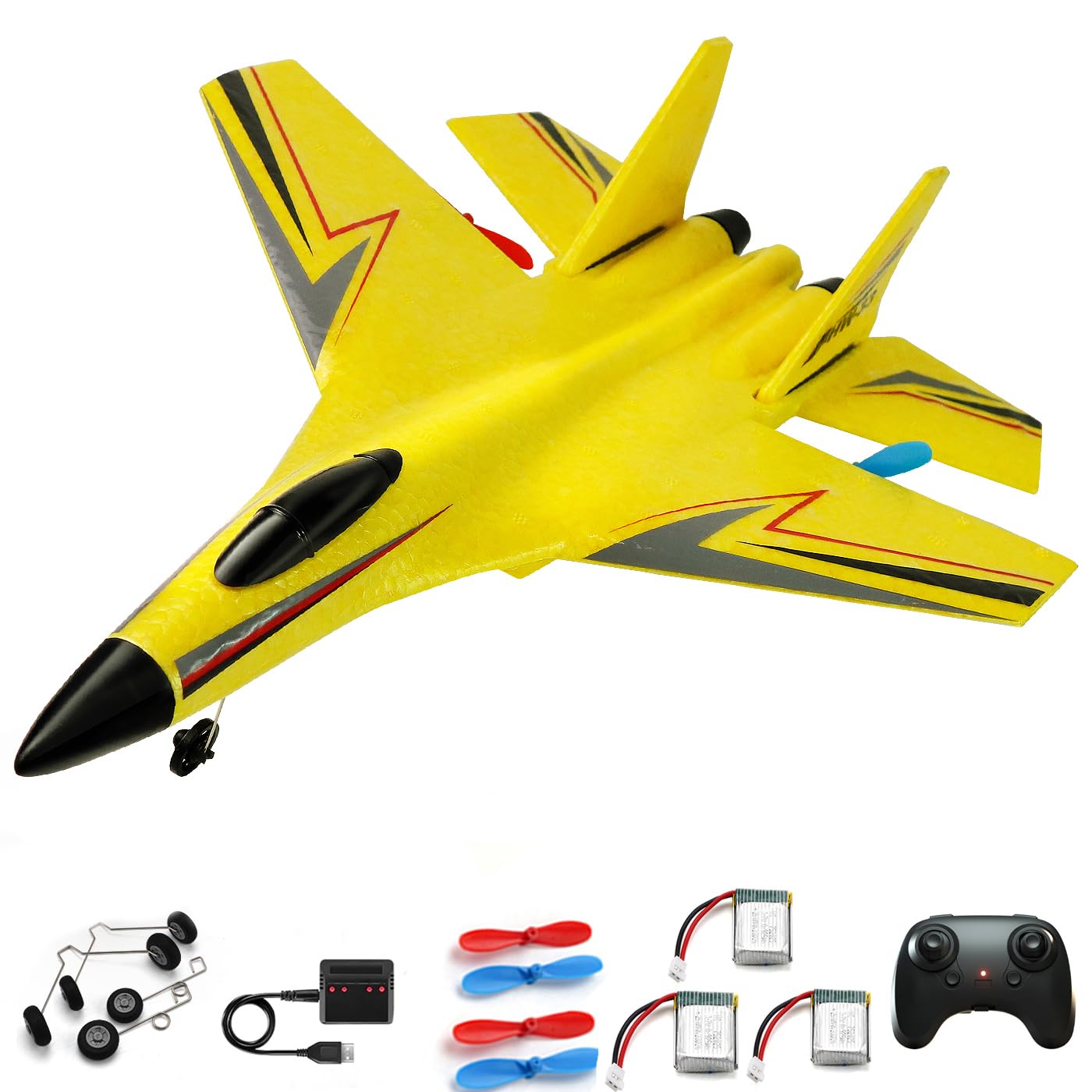 RC Planes for Ages 14 Years and up,Remote Control Airplanes Toys for Teen,2CH Outdoor Foam RC Glider Fighter Jet for Teen and Adults Hobby Yellow