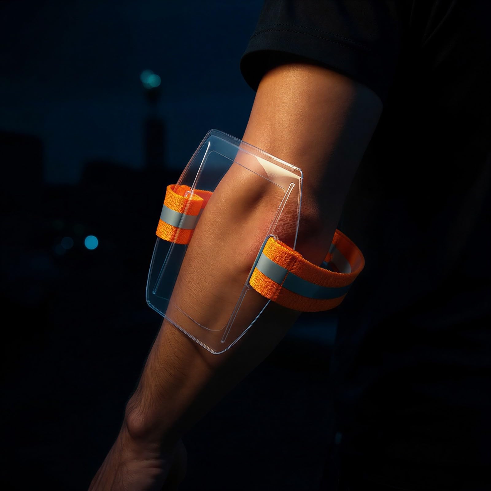 10 Stk Armband-Ausweishalter, reflektierend, elastischer Badgehalter mit verstellbarer Schnalle und PVC-Kartenhülle, für Sicherheitspersonal, Laufen, Radfahren, Outdoor-Bau, orange