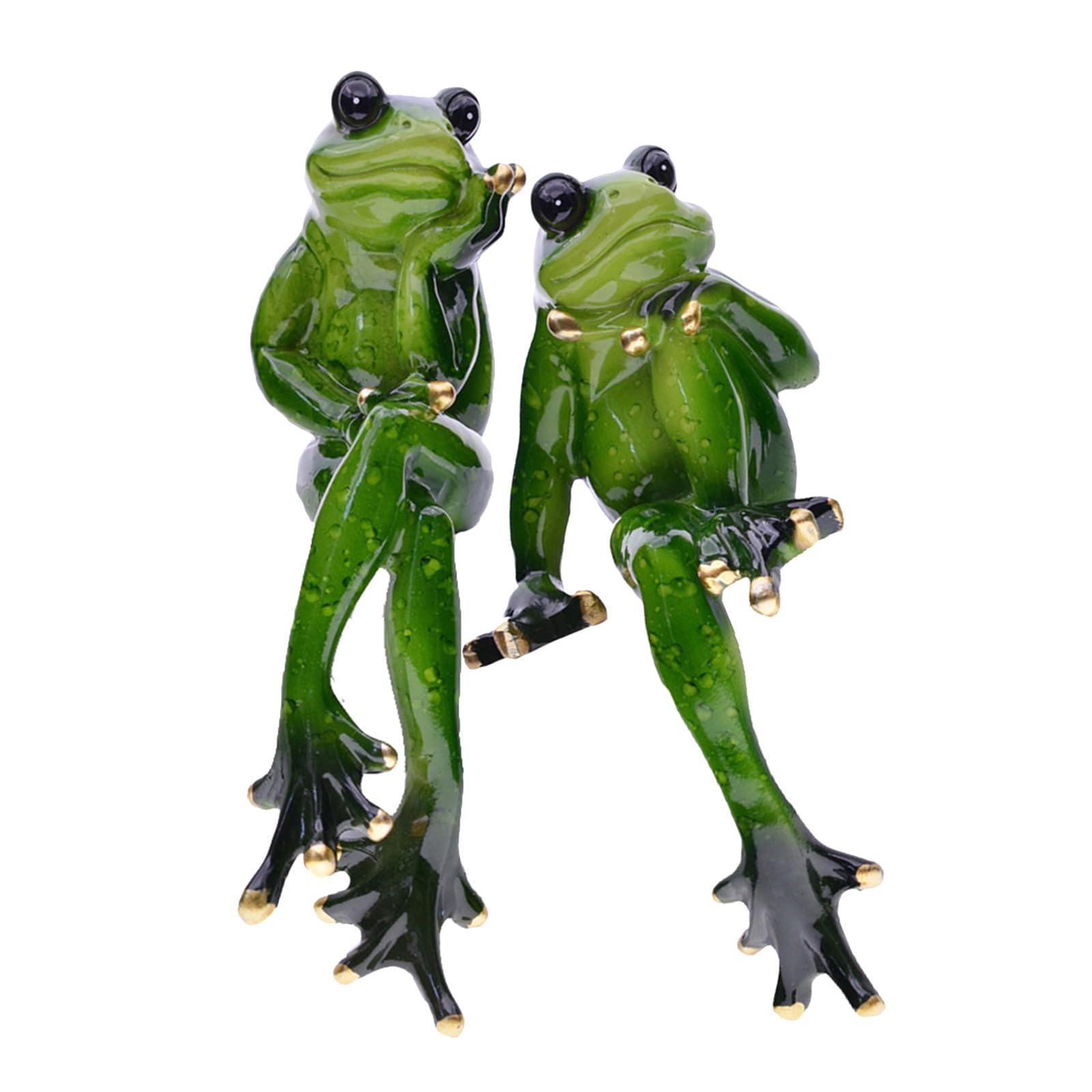 Figurines de grenouilles vertes en résine pour la décoration de votre jardin, lot de 2 pièces